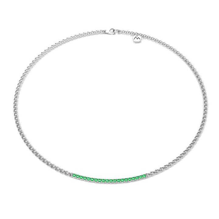 18ct White Gold Necklace – 20 Intense Green Natural Emeralds