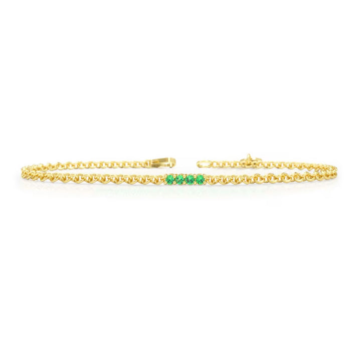 Gold Over Sterling Silver Bracelet - 4 Intense Green Natural Emeralds - Myne Jewellery US