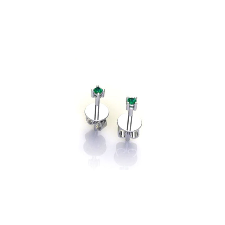 Sterling Silver Earrings – 1 Intense Green Natural Emerald - Myne Jewellery US